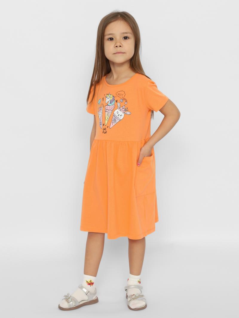 картинка Платье для девочки Cherubino CSKG 63560-29-372 Оранжевый от магазина детских товаров ALiSa