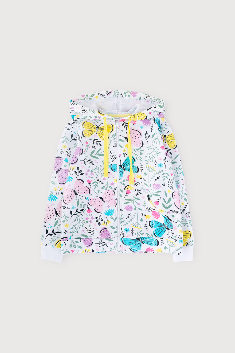 картинка Куртка для девочки Crockid К 300955 белый, бабочки в саду к1280 от магазина детских товаров ALiSa