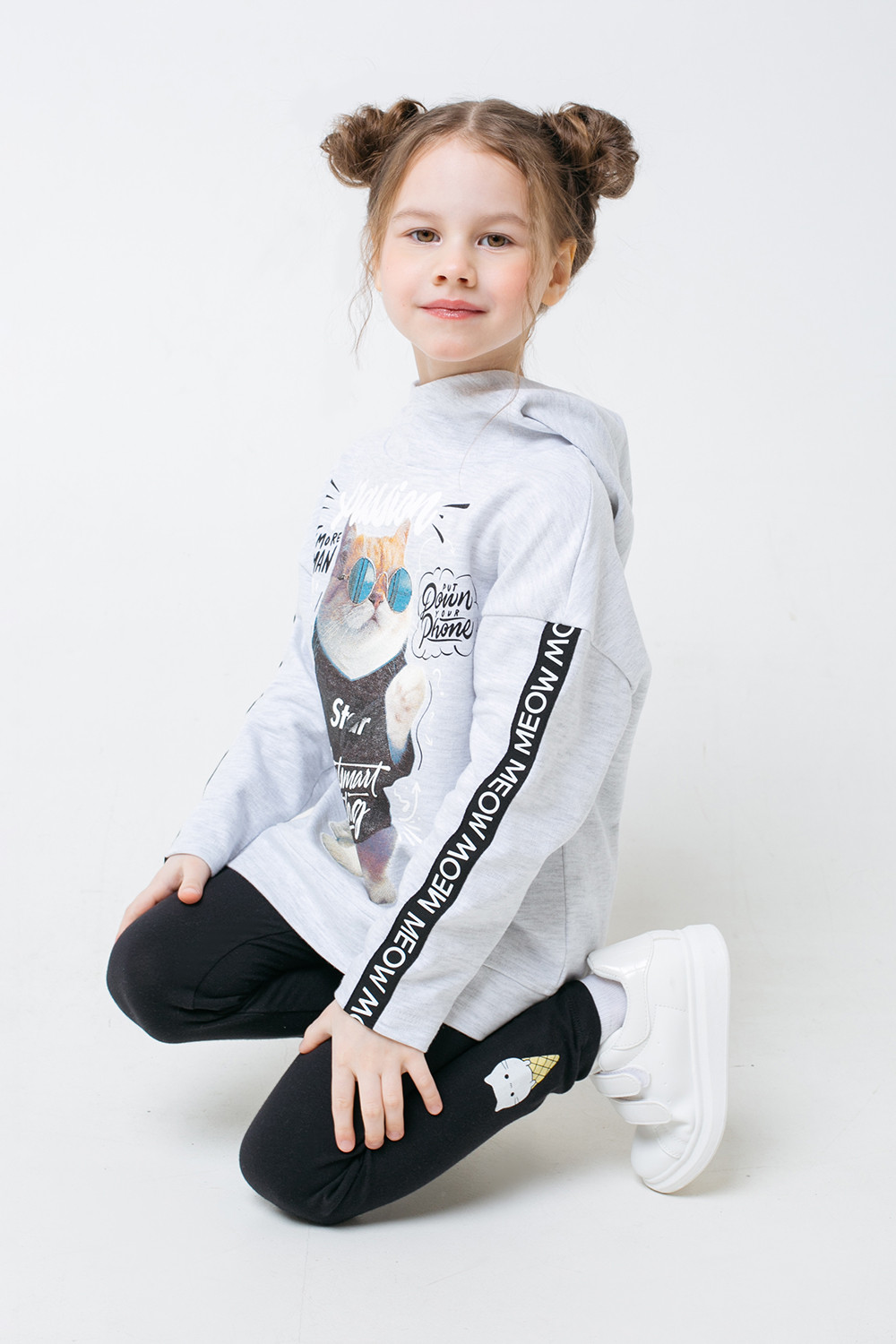картинка Джемпер для девочки Crockid КР 301503 бело-серый меланж к313 от магазина детских товаров ALiSa