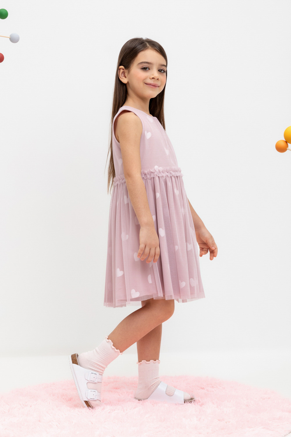 картинка Платье для девочки Crockid КР 5734 розово-сиреневый, сердечки к449 от магазина детских товаров ALiSa