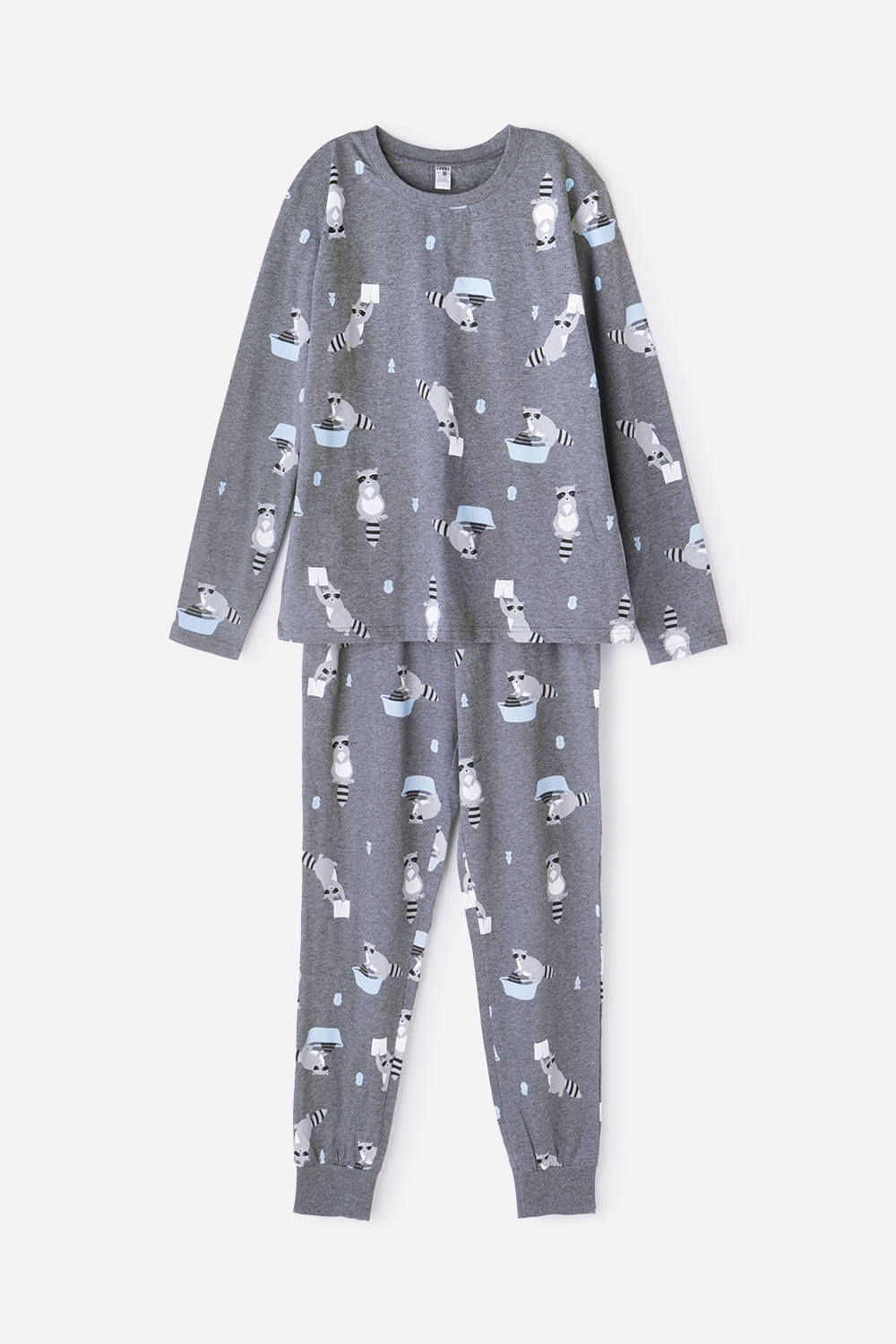 картинка Пижама для девочки КБ 2782 серый меланж, енот-полоскун от магазина детских товаров ALiSa