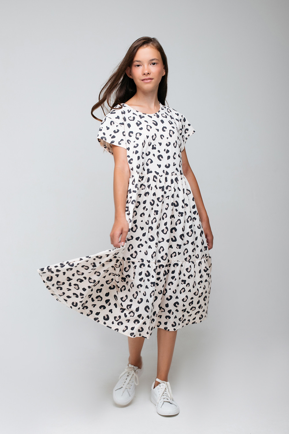 картинка Платье для девочки КБ 5758 светлый жемчуг, леопард к74 от магазина детских товаров ALiSa