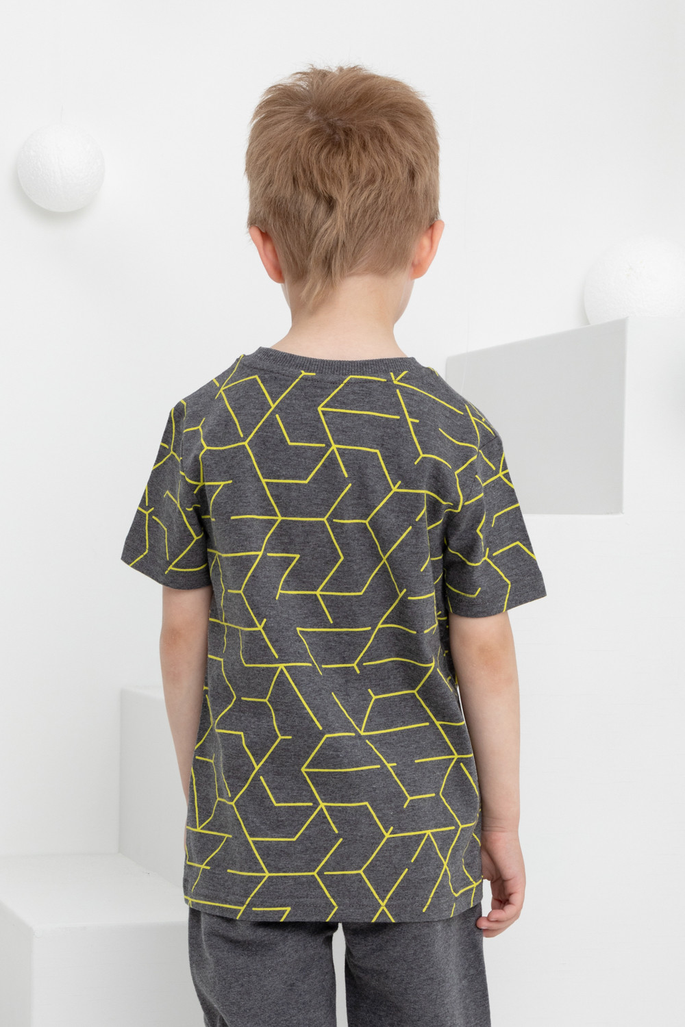 картинка Футболка для мальчика Crockid КР 302225 темно-серый меланж, геометрия к420 от магазина детских товаров ALiSa