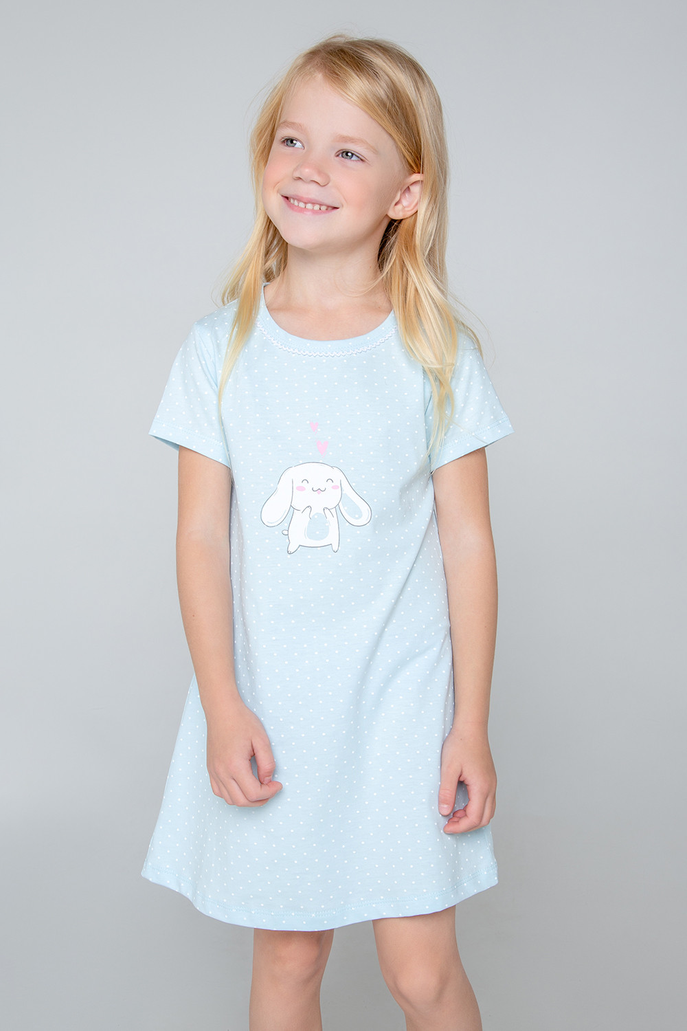 картинка Сорочка для девочки Crockid К 1159 крапинка на нежно-голубом от магазина детских товаров ALiSa