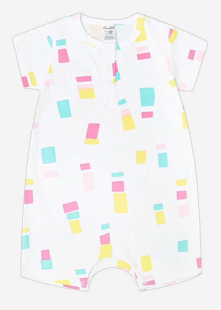 картинка Полукомбинезон для девочки Crockid К 6082 цветный квадратики на белом от магазина детских товаров ALiSa