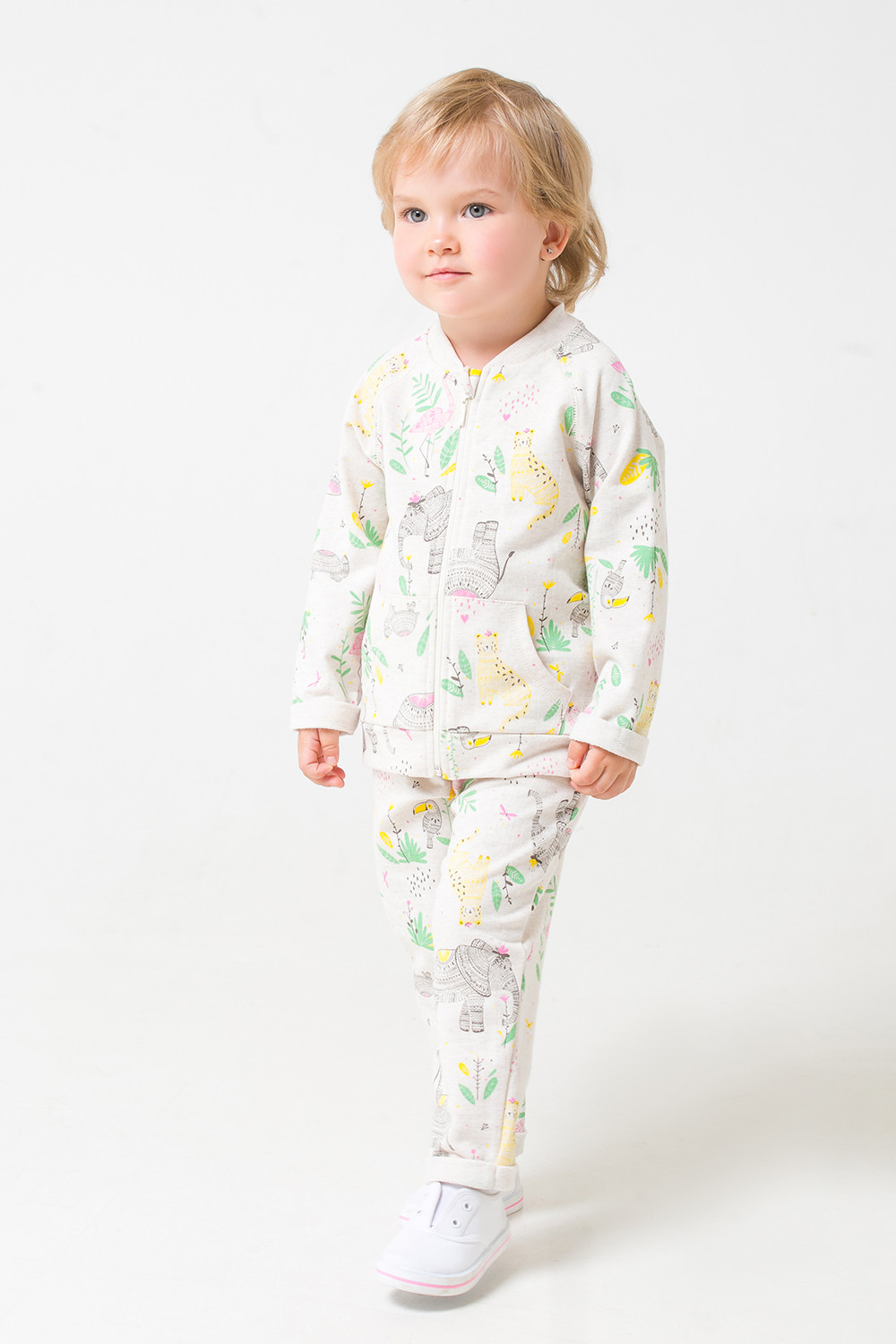 картинка Комплект для девочки Crockid КР 2743 светло-бежевый меланж, слоники к287 от магазина детских товаров ALiSa