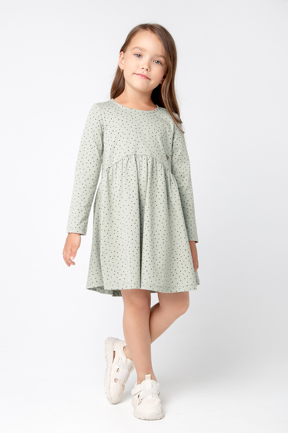 картинка Платье для девочки Crockid К 5788 шалфей, горошки от магазина детских товаров ALiSa