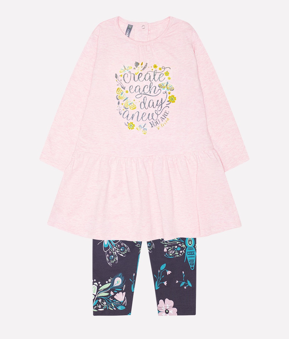 картинка Комплект для девочки Crockid КР 2490 светло-розовый меланж+тем. серый к221 от магазина детских товаров ALiSa