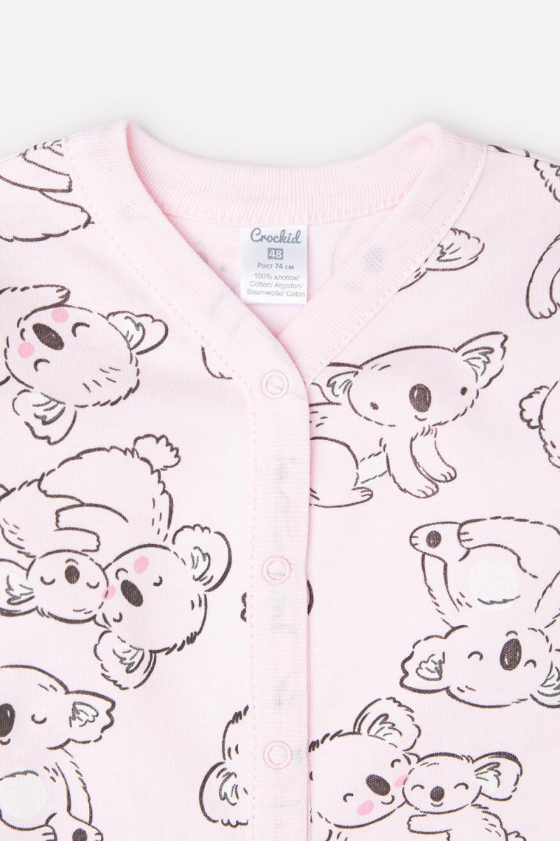 картинка Комбинезон для девочки Crockid К 6291 забавные коалы на нежно-розовом от магазина детских товаров ALiSa