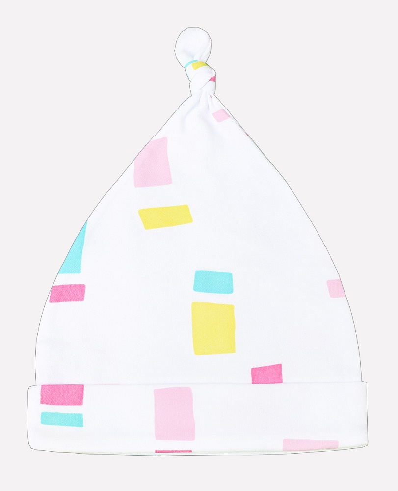 картинка Шапка для девочки Crockid К 8036 цветные квадратики на белом от магазина детских товаров ALiSa