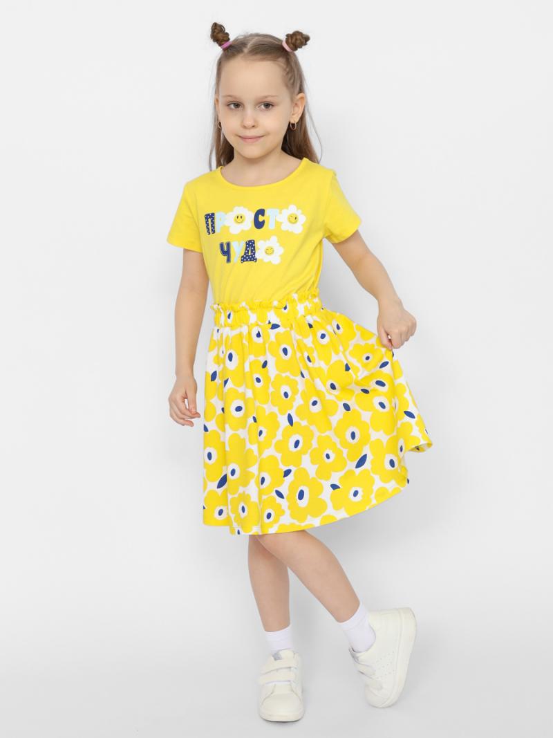 картинка Платье для девочки Cherubino CSKG 63582-30-373 Желтый от магазина детских товаров ALiSa