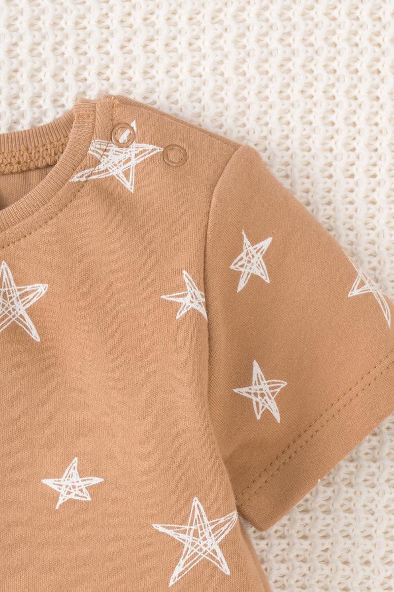 картинка Футболка детская Crockid К 301156 маленькие звезды на свнтло-коричневом я120 от магазина детских товаров ALiSa