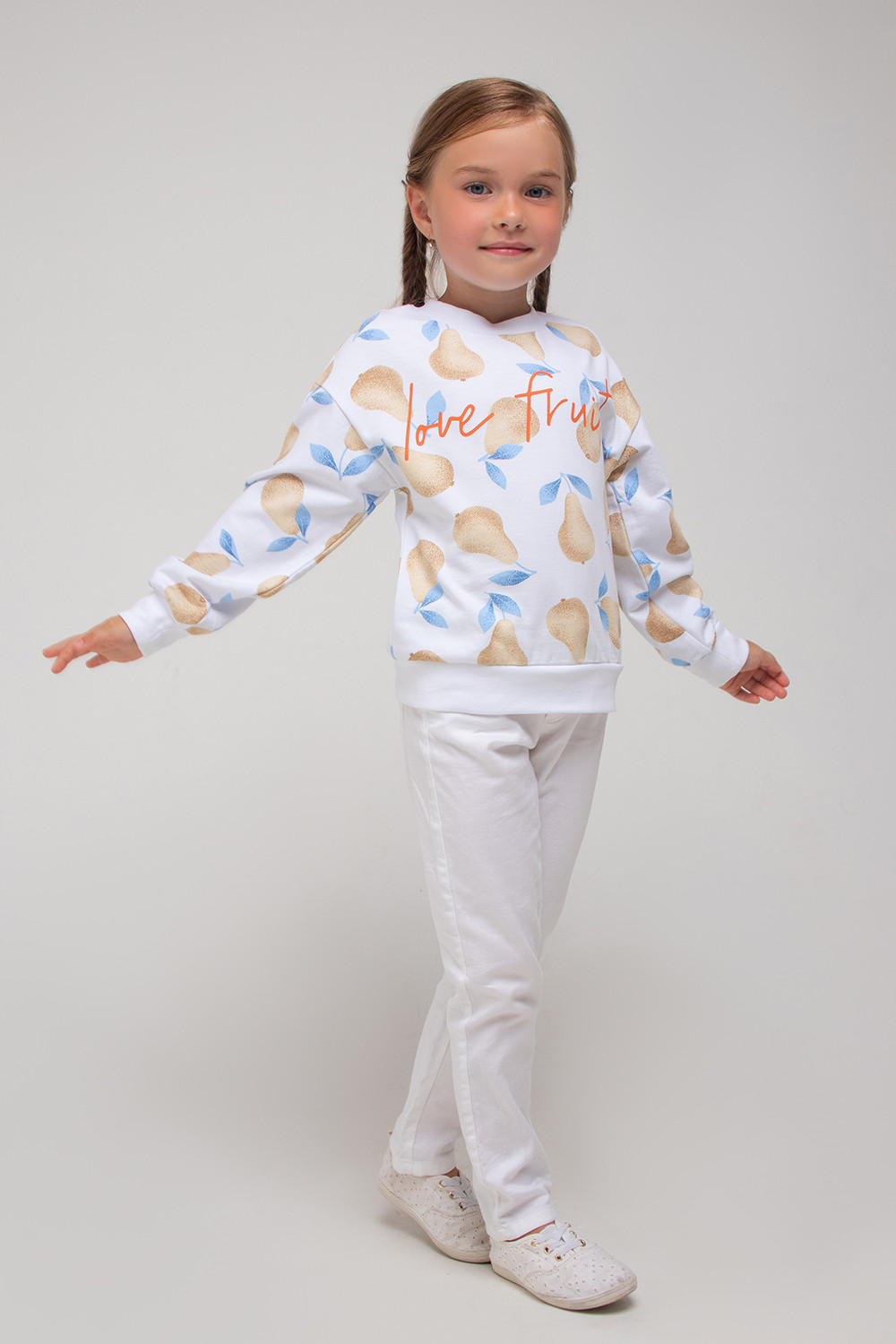 картинка Джемпер для девочки Crockid К 301726 белый, груши к1282 от магазина детских товаров ALiSa