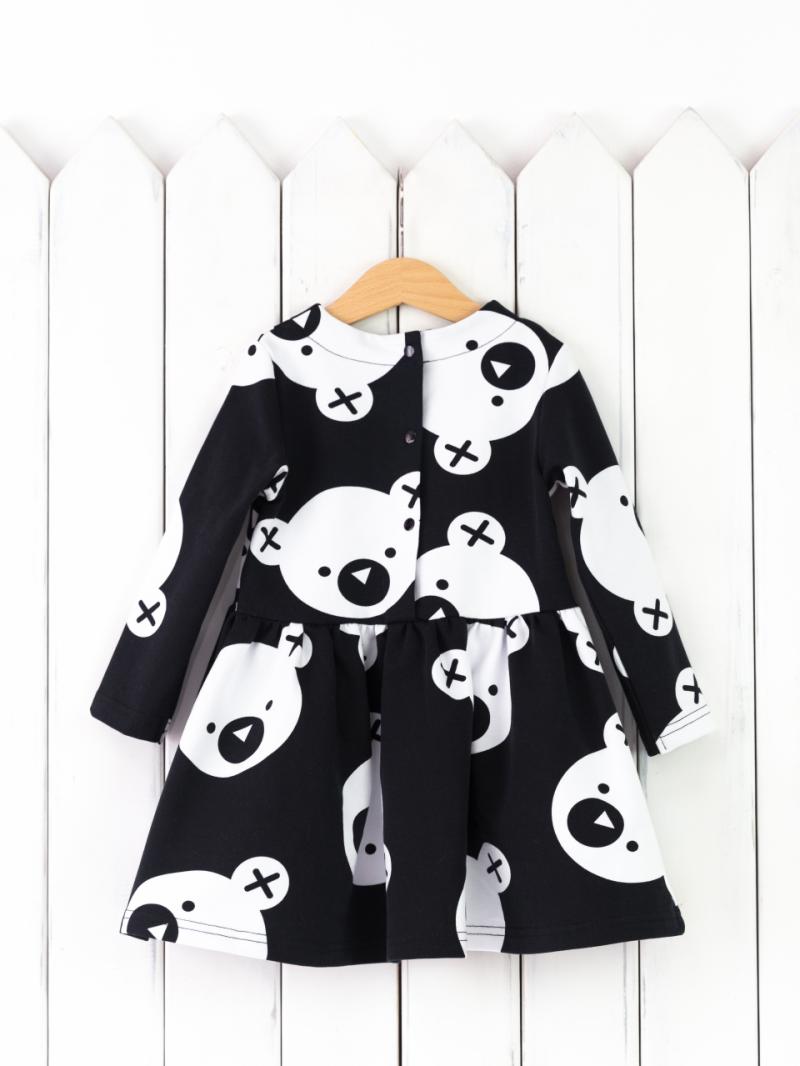 картинка Платье для девочки Baby Boom С129/17-Ф Мишки на черном Б101 от магазина детских товаров ALiSa