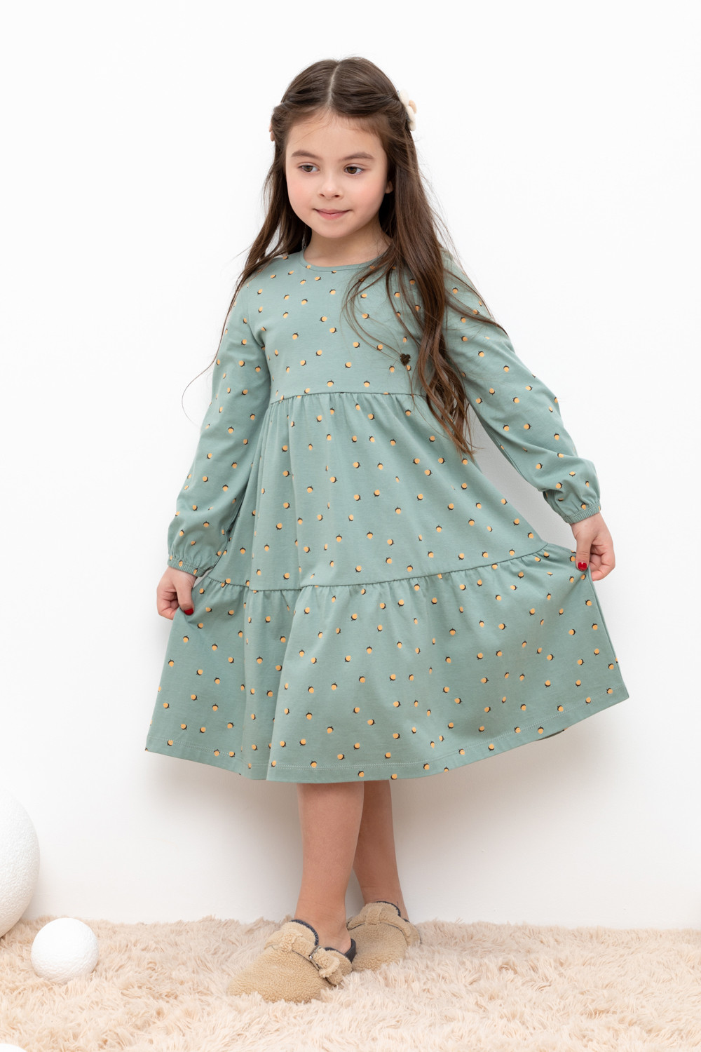 картинка Платье для девочки Crockid КР 5770 полынь, маленькие желуди к401 от магазина детских товаров ALiSa