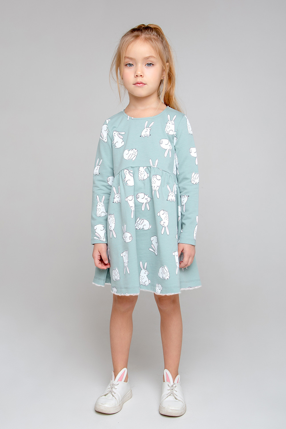 картинка Платье для девочки Crockid КР 5775 голубой прибой, кролики к359 от магазина детских товаров ALiSa