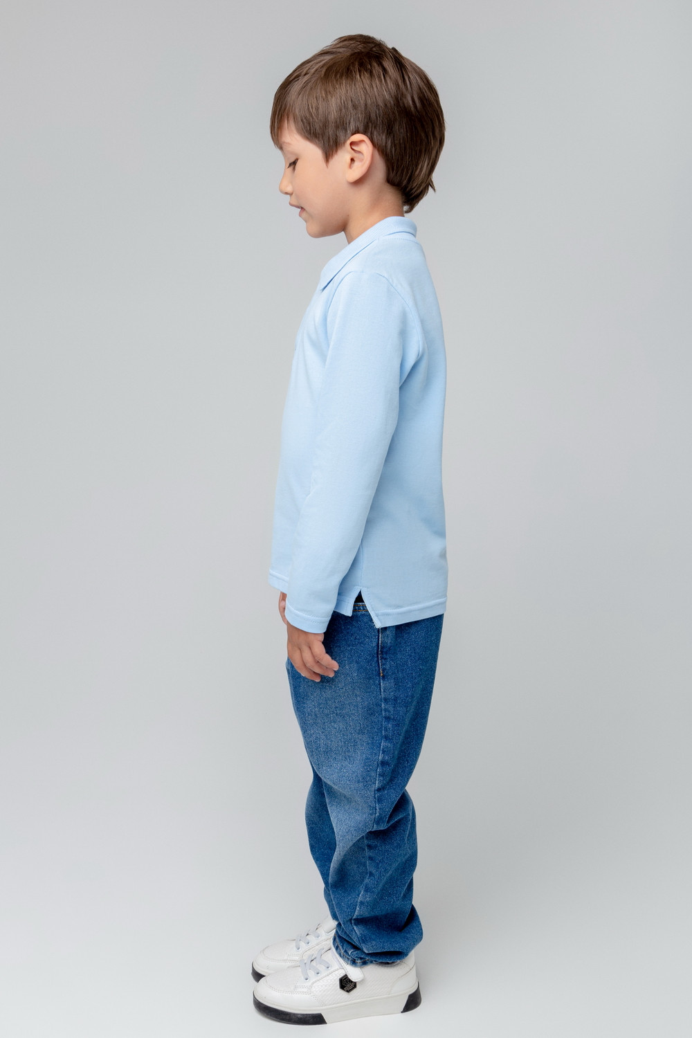 картинка Джемпер с воротником поло для мальчика Crockid К 302109 небесный от магазина детских товаров ALiSa