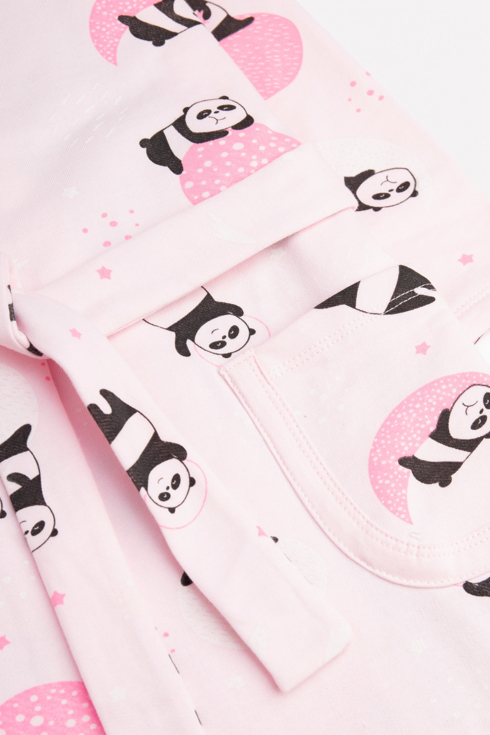 картинка Халат для девочки Crockid К 5483 панды в космосе на нежно-розовом от магазина детских товаров ALiSa