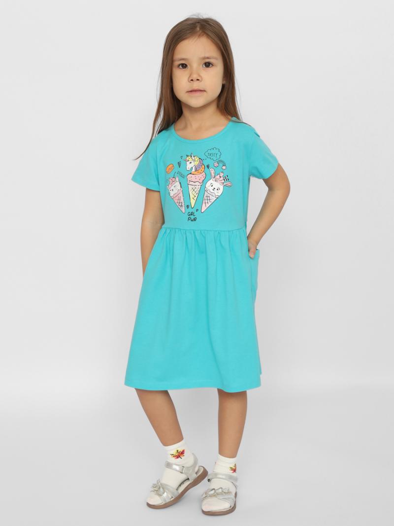 картинка Платье для девочки Cherubino CSKG 63560-40-372 Бирюзовый от магазина детских товаров ALiSa