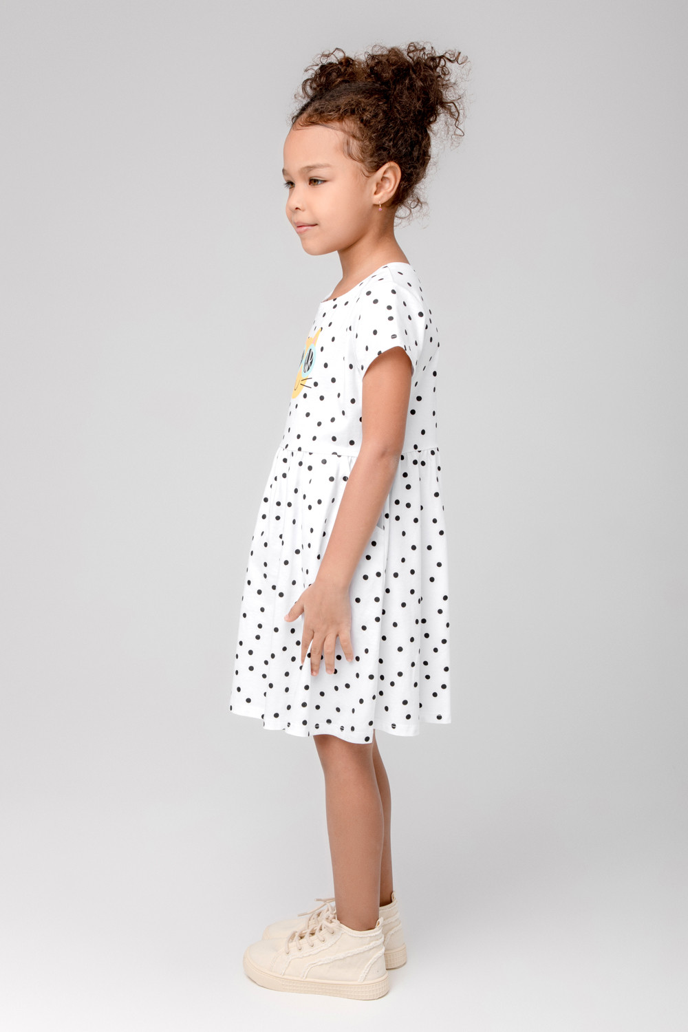 картинка Платье для девочки Crockid КР 5754 белый, горошки к397 от магазина детских товаров ALiSa