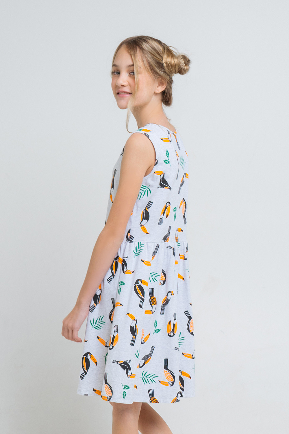 картинка Платье для девочки КБ 5697 светло-серый меланж, туканы к43 от магазина детских товаров ALiSa