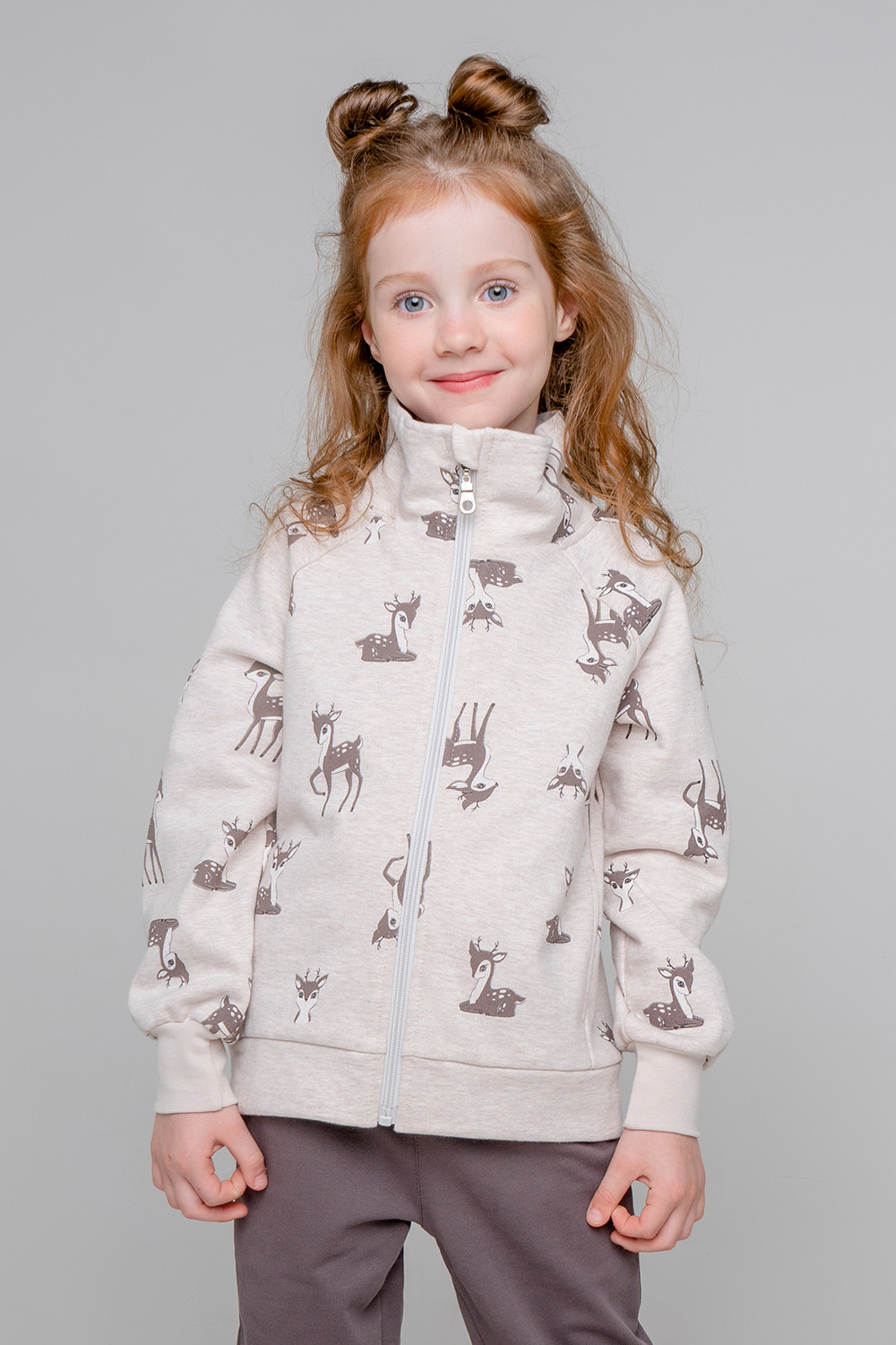 картинка Куртка для девочки Crockid КР 301885 бежевый меланж, оленята к353 от магазина детских товаров ALiSa