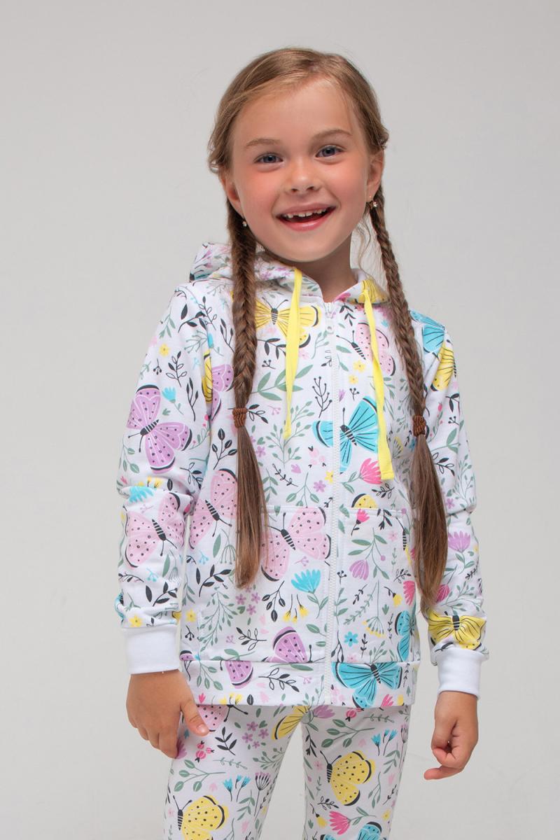 картинка Куртка для девочки Crockid К 300955 белый, бабочки в саду к1280 от магазина детских товаров ALiSa