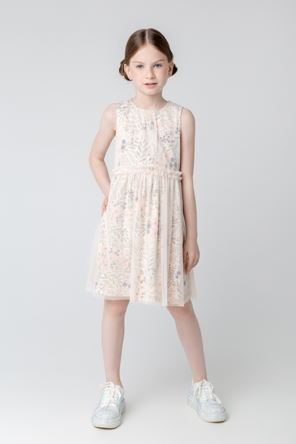 картинка Платье для девочки Crockid КР 5734 светлый жемчуг, летний сад к385 от магазина детских товаров ALiSa