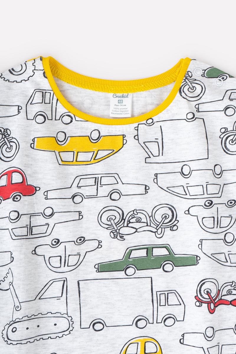 картинка Полукомбинезон для мальчика Crockid К 6294 машинки на меланже от магазина детских товаров ALiSa