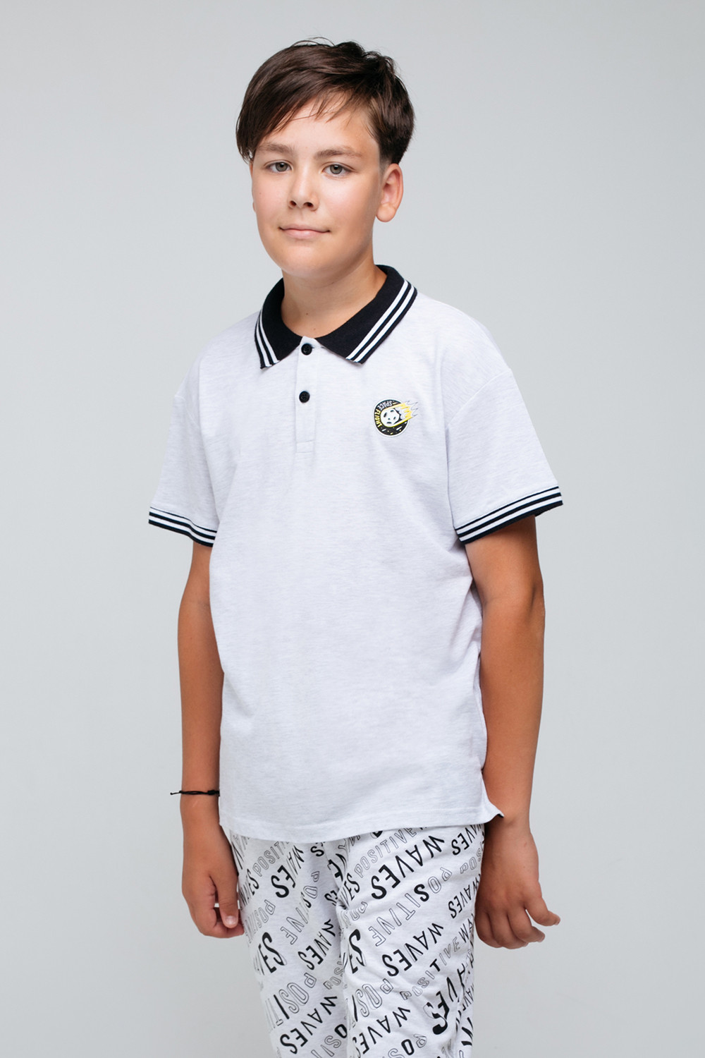 картинка Джемпер-поло для мальчика КБ 301790 светло-серый меланж к68 от магазина детских товаров ALiSa