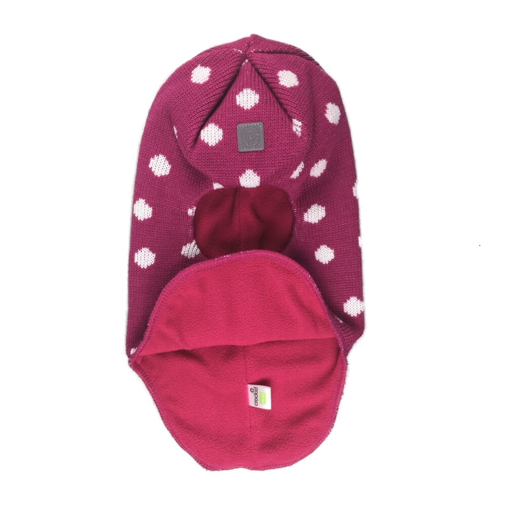 картинка Шапка-шлем для девочки Crockid К 215/4ш малина горох от магазина детских товаров ALiSa