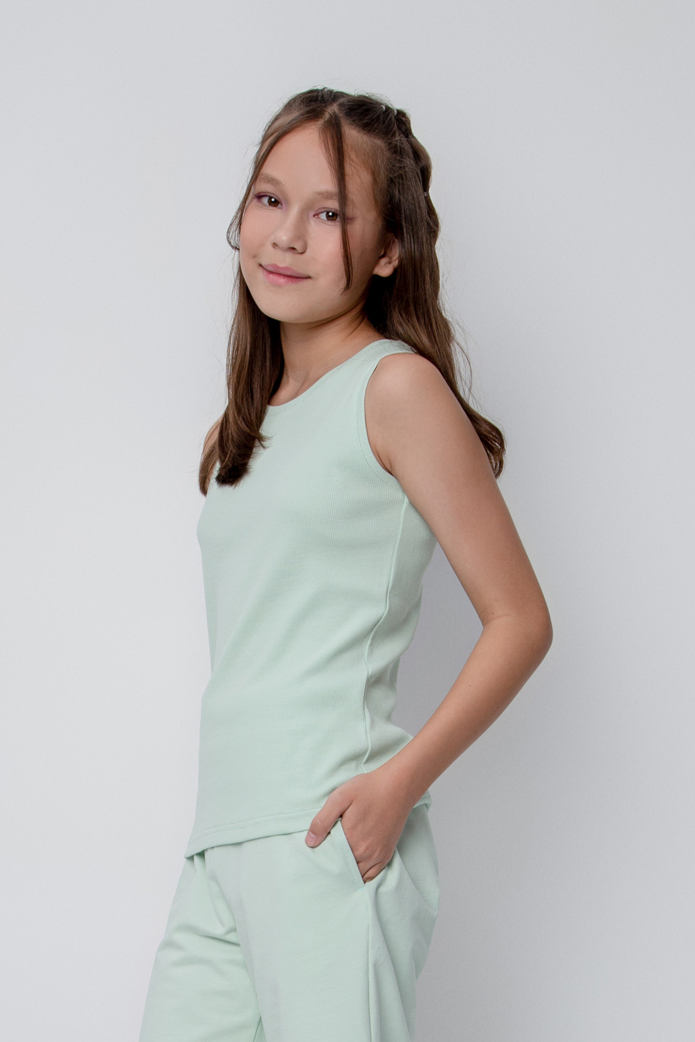 картинка Майка для девочки Crockid КБ 301698/23 пастельно-зеленый от магазина детских товаров ALiSa