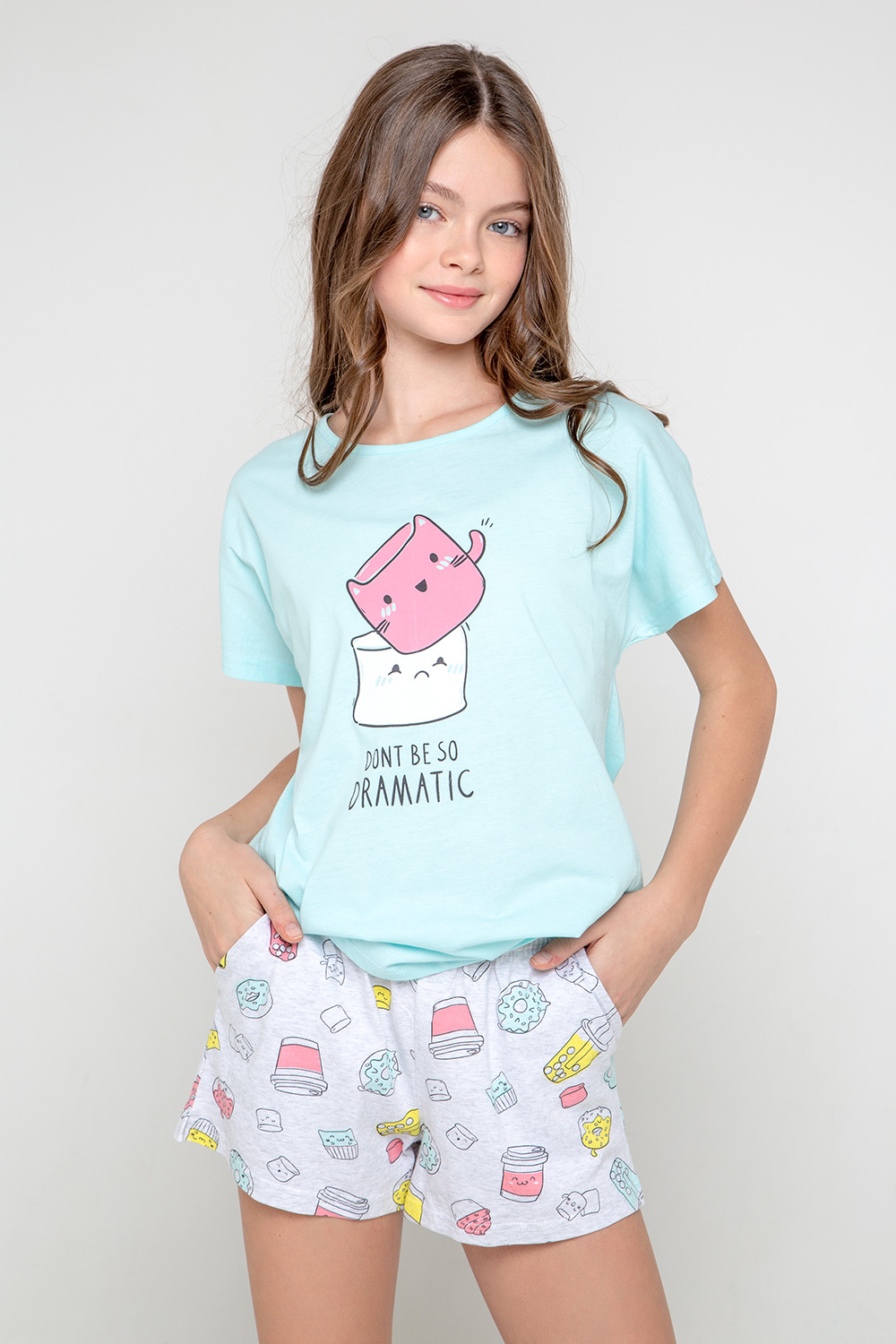 картинка Пижама для девочки КБ 2785 светлый минт, кофе и булочки от магазина детских товаров ALiSa