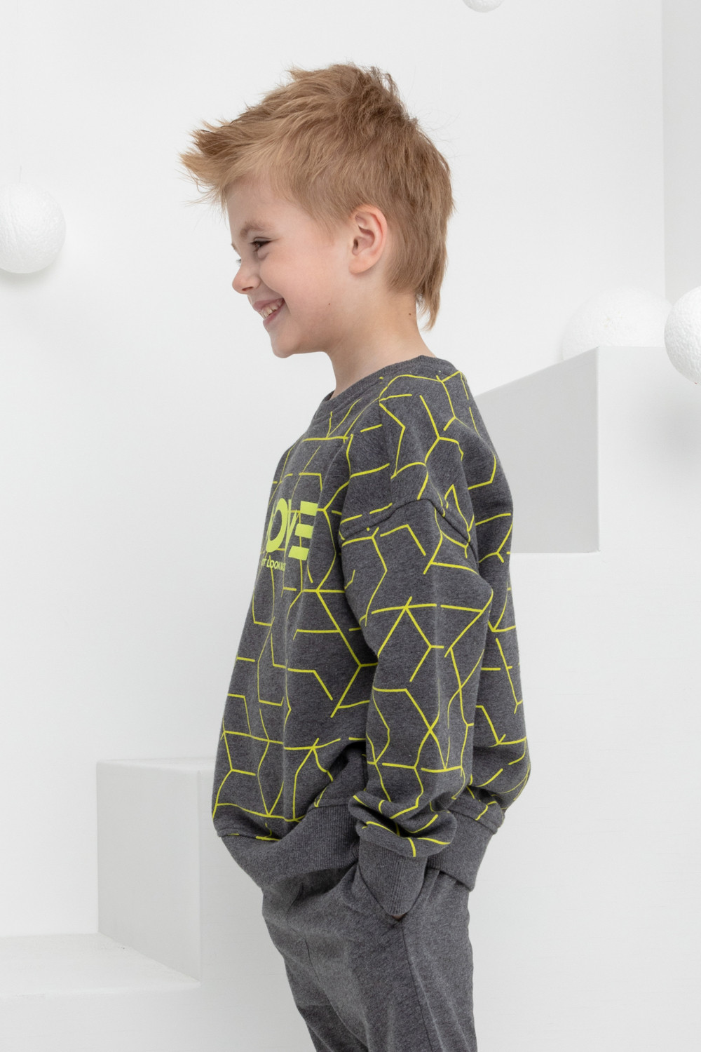 картинка Джемпер для мальчика Crockid КР 302227 темно-серый меланж, геометрия к420 от магазина детских товаров ALiSa