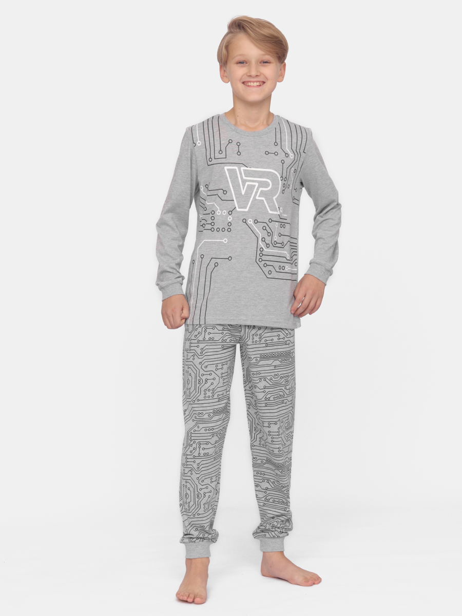 картинка Пижама для мальчика Cherubino CSJB 50092-11 Светло-серый меланж от магазина детских товаров ALiSa
