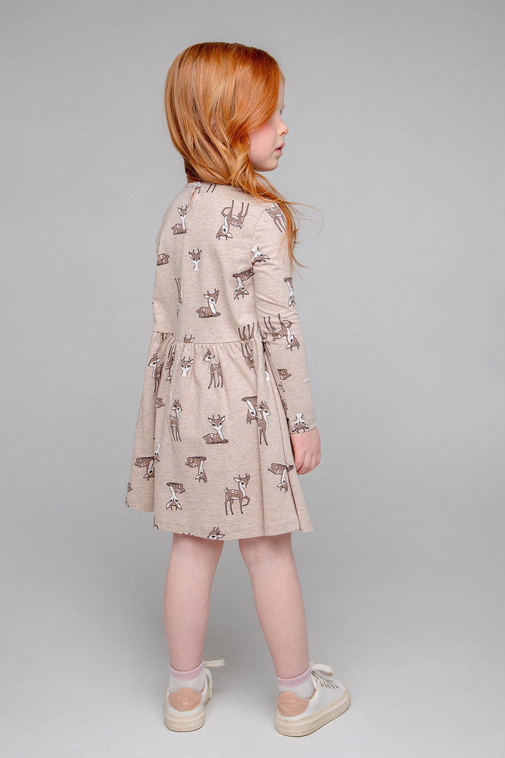 картинка Платье для девочки Crockid КР 5775 бежевый меланж, оленята к353 от магазина детских товаров ALiSa