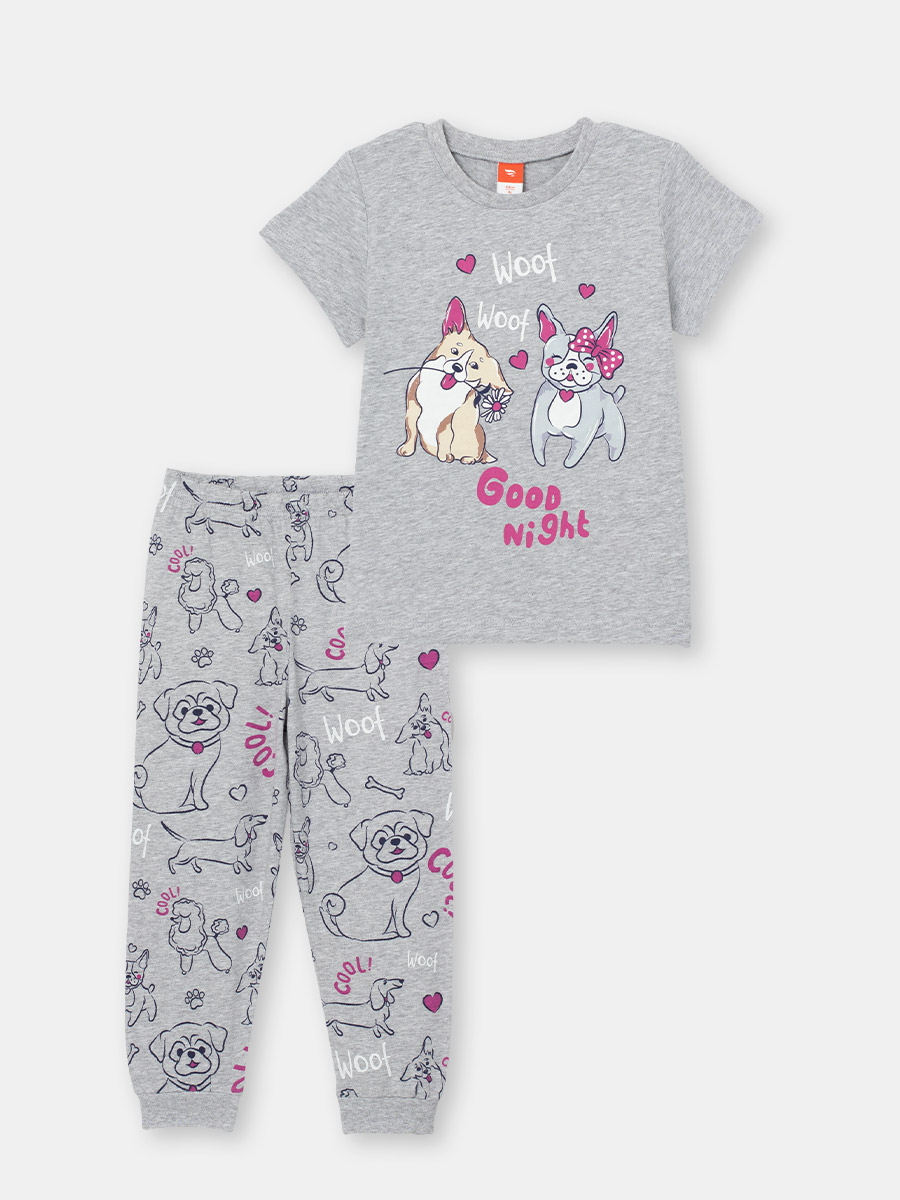 картинка Пижама для девочки Cherubino CSKG 50058-11 Светло-серый меланж от магазина детских товаров ALiSa
