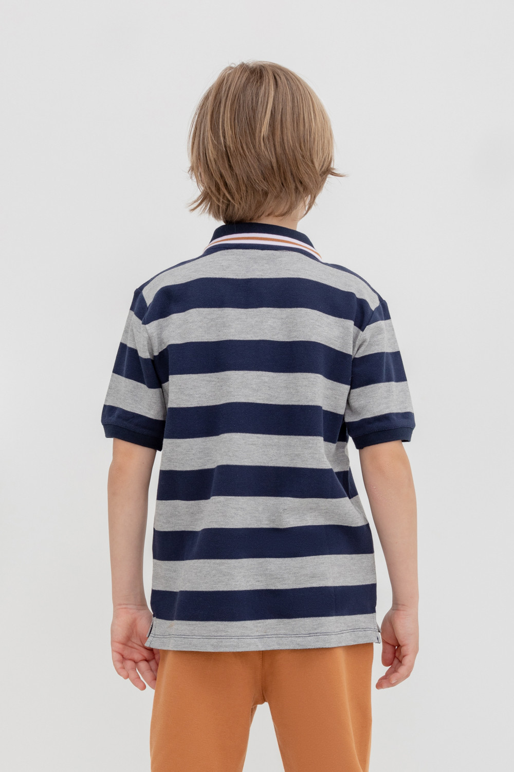 картинка Джемпер поло для мальчика Crockid КР 302169 серый меланж, индиго, полоска к408 от магазина детских товаров ALiSa