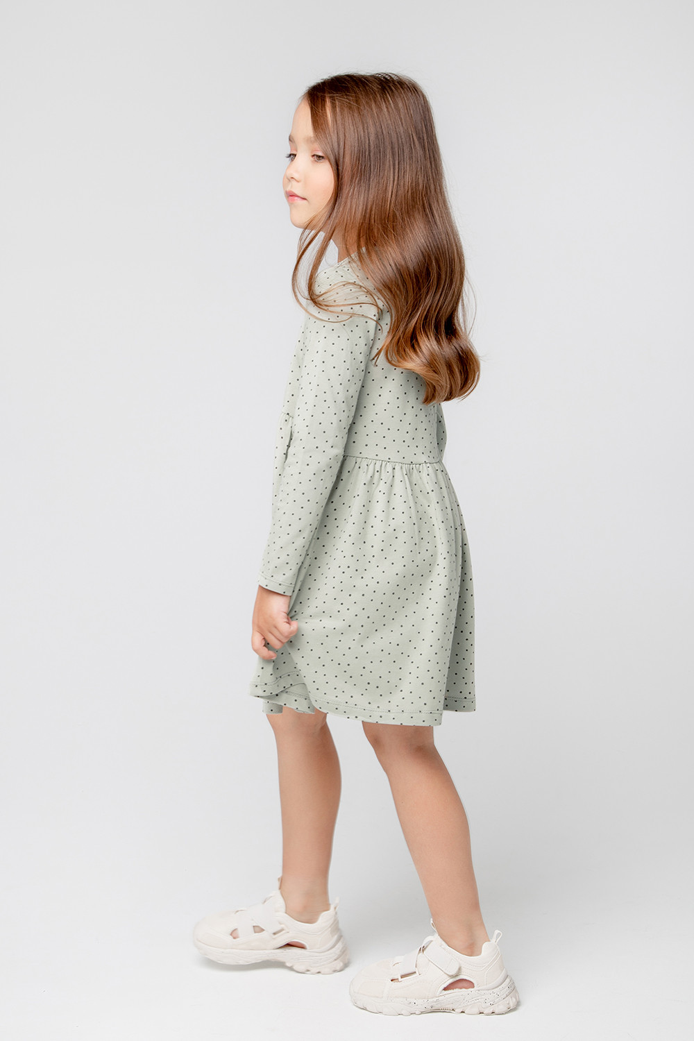 картинка Платье для девочки Crockid К 5788 шалфей, горошки от магазина детских товаров ALiSa