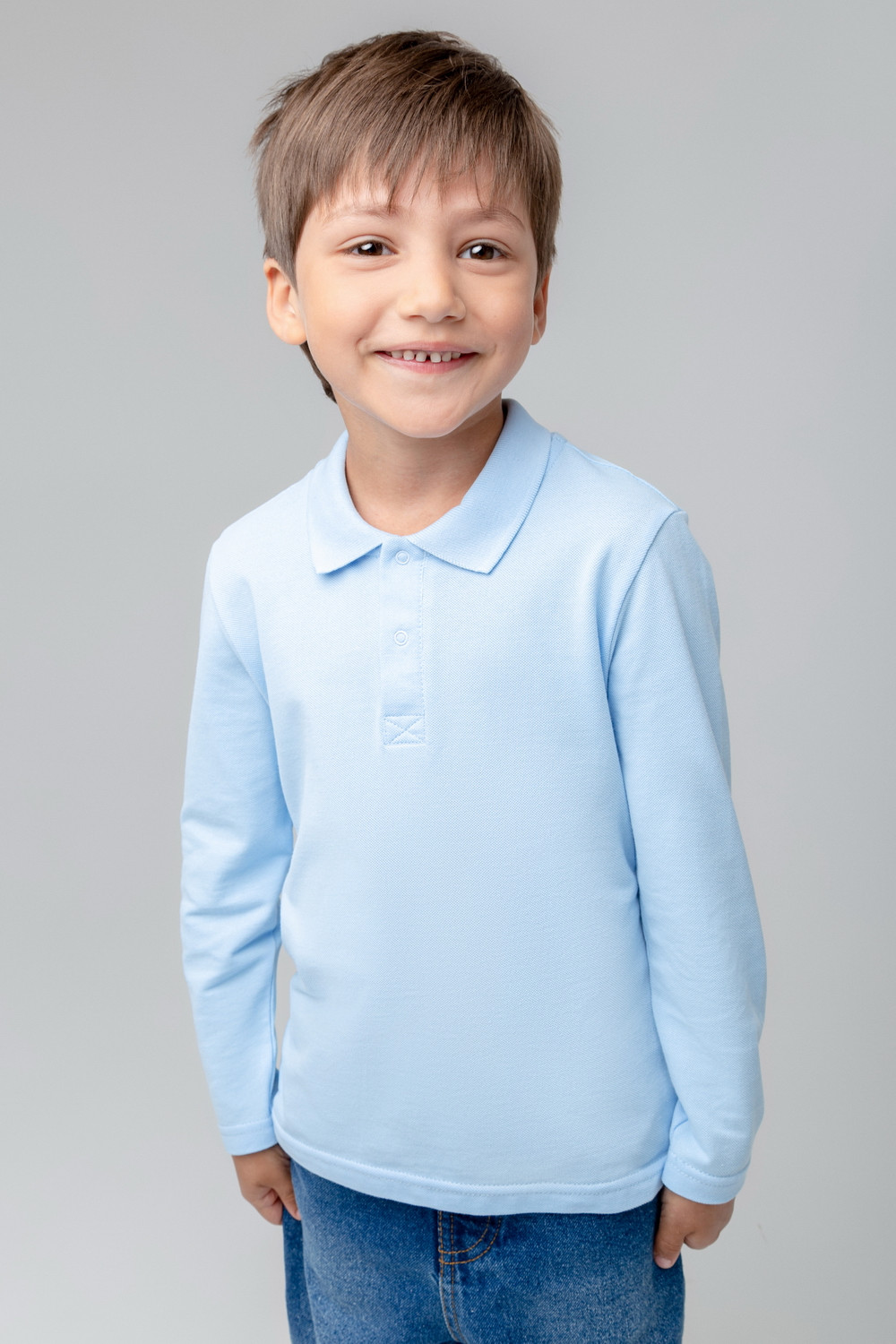 картинка Джемпер с воротником поло для мальчика Crockid К 302109-1 небесный от магазина детских товаров ALiSa