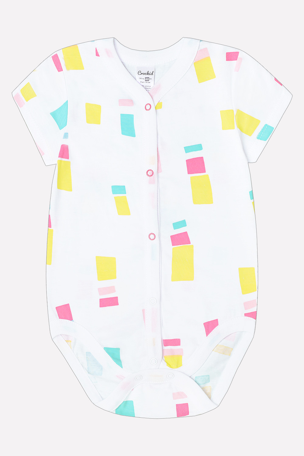 картинка Полукомбинезон для девочки Crockid К 6216 цветные квадратики на белом от магазина детских товаров ALiSa