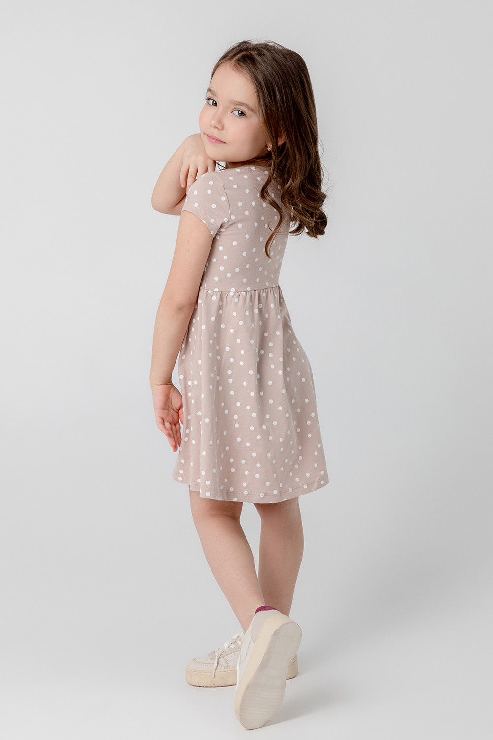 картинка Платье для девочки Crockid К 5787 бежевый, горошек от магазина детских товаров ALiSa