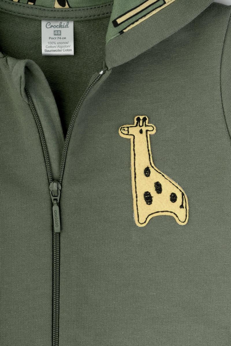 картинка Комбинезон для мальчика Crockid К 6441 зеленый (веселые жирафы) я108 от магазина детских товаров ALiSa