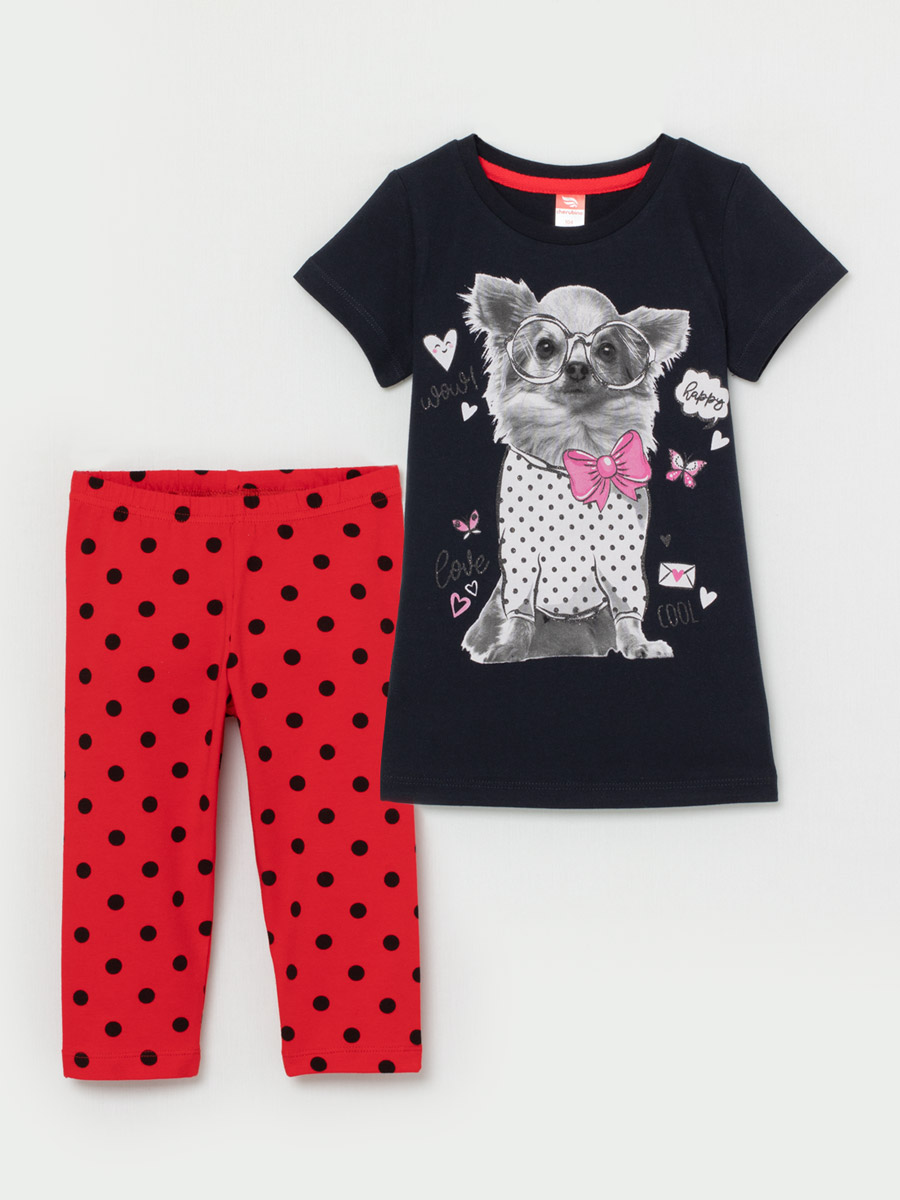 картинка Комплект для девочки Cherubino CWKG 90068-22 Черный + Красный от магазина детских товаров ALiSa