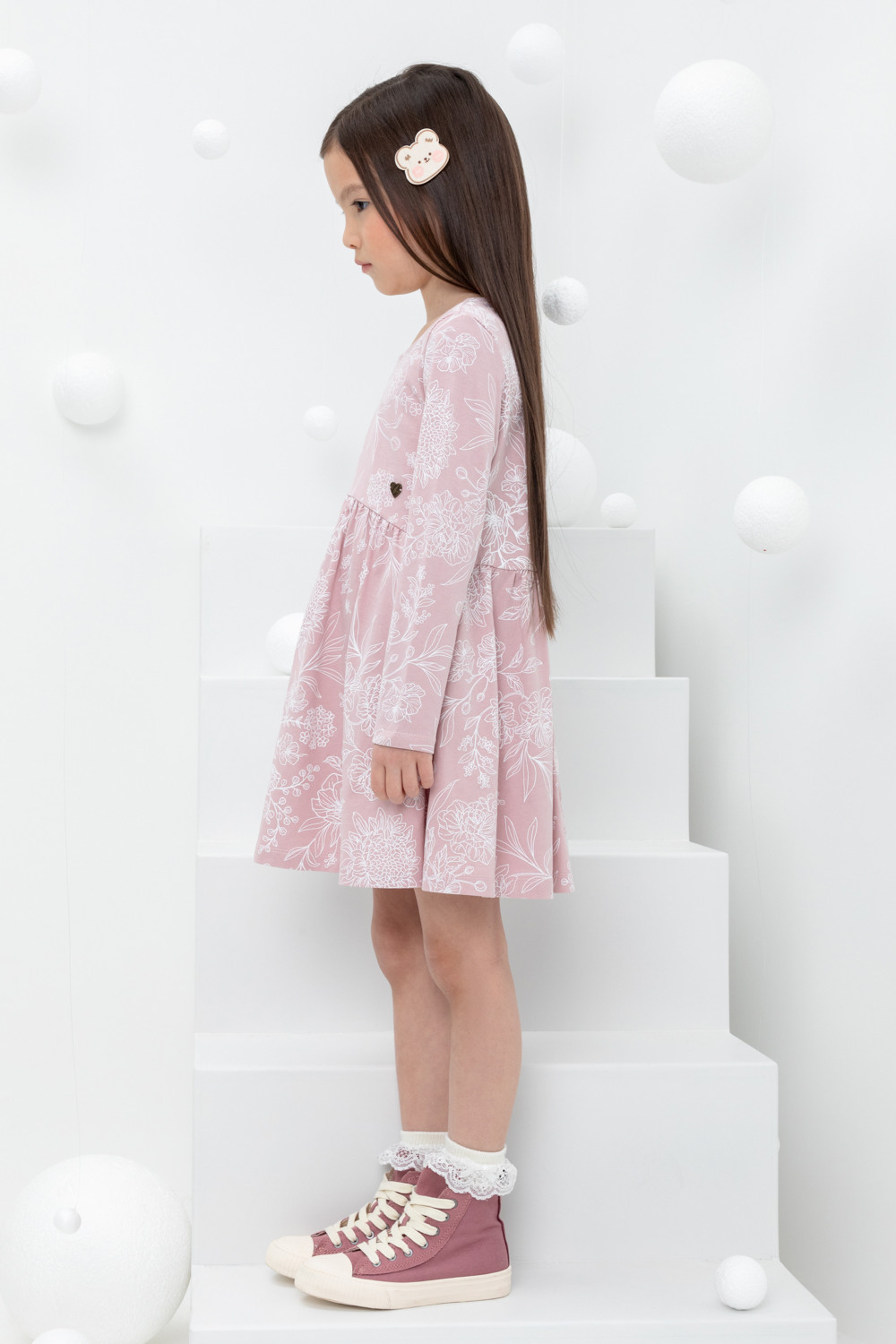 картинка Платье для девочки Crockid КР 5788 розовый лед, кружевные цветы к433 от магазина детских товаров ALiSa