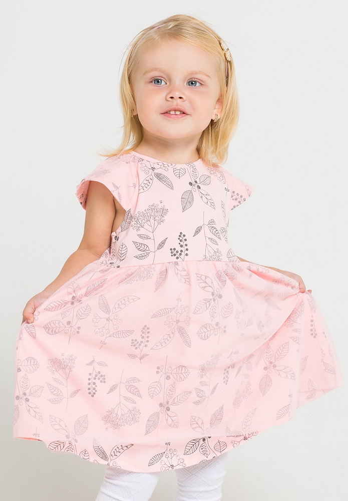 картинка Платье для девочки Crockid К 5537 светлый лосось, летние цветы от магазина детских товаров ALiSa