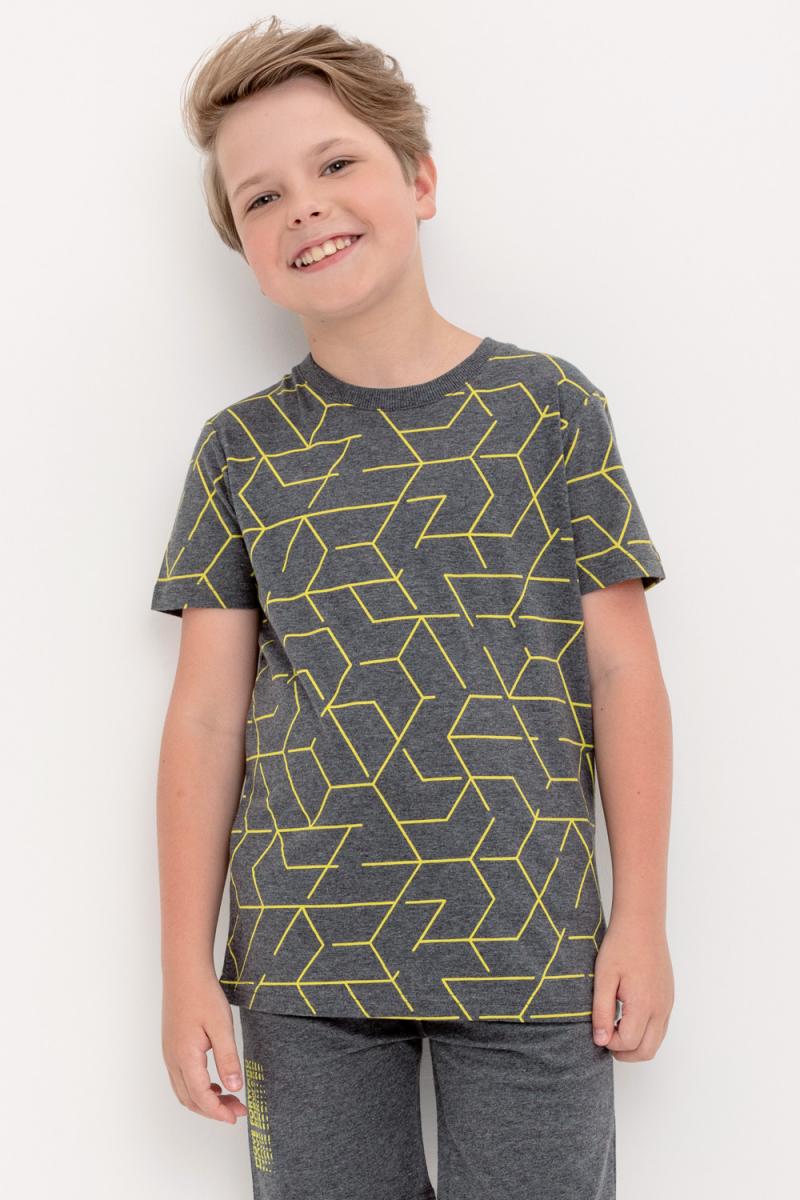 картинка Футболка для мальчика Crockid КР 302225 темно-серый меланж, геометрия к422 от магазина детских товаров ALiSa