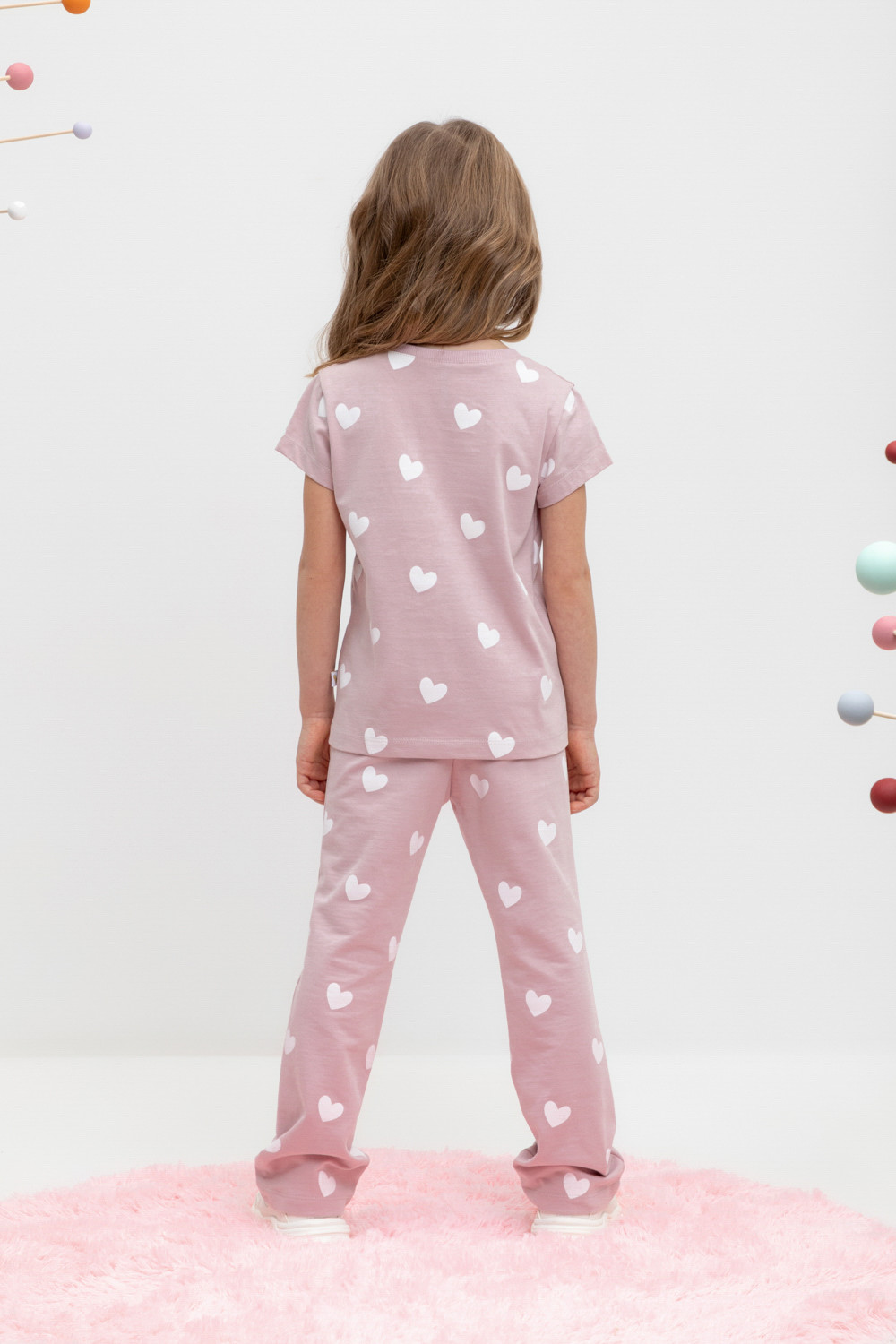 картинка Брюки для девочки Crockid КР 400648 розово-сиреневый, сердечки к449 от магазина детских товаров ALiSa
