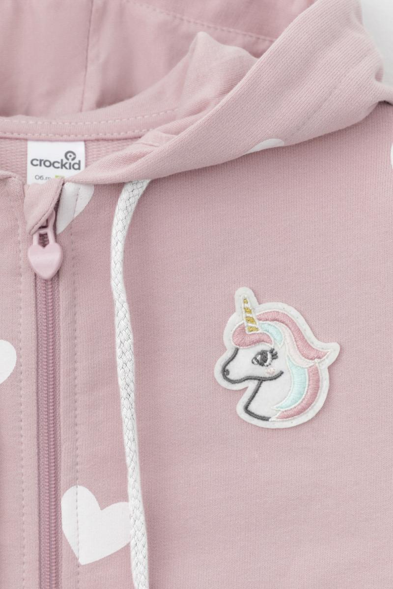 картинка Куртка для девочки Crockid КР 302320 розово-сиреневый, сердечки к447 от магазина детских товаров ALiSa
