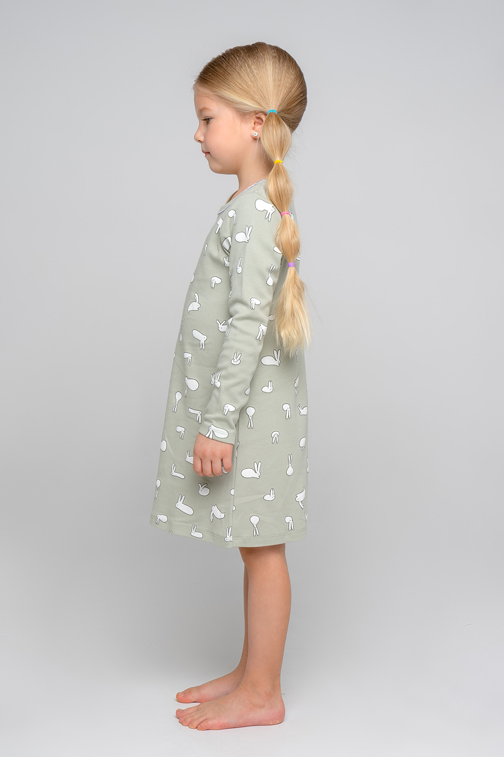 картинка Сорочка для девочки Crockid К 1171 смешные зайки на темно-оливковом от магазина детских товаров ALiSa
